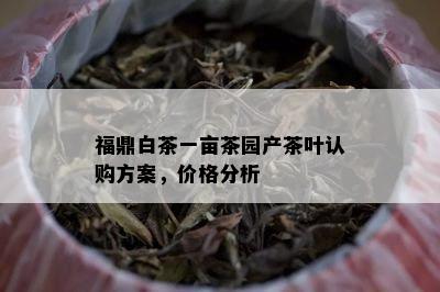 福鼎白茶一亩茶园产茶叶认购方案，价格分析