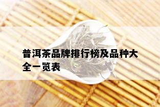 普洱茶品牌排行榜及品种大全一览表