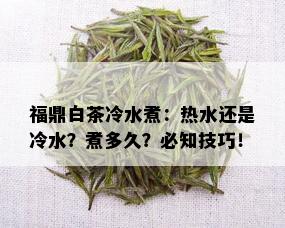 福鼎白茶冷水煮：热水还是冷水？煮多久？必知技巧！