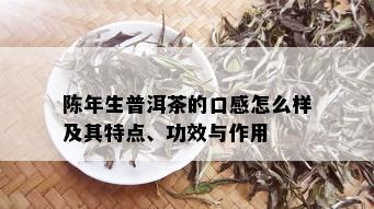 陈年生普洱茶的口感怎么样及其特点、功效与作用