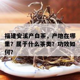 福建安溪产白茶，产地在哪里？属于什么茶类？功效如何？