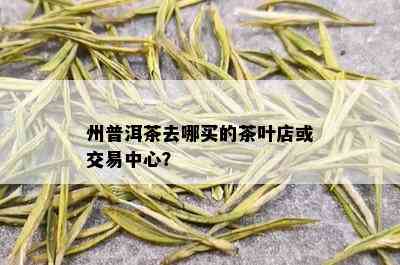 州普洱茶去哪买的茶叶店或交易中心？