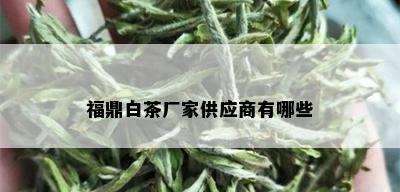 福鼎白茶厂家供应商有哪些