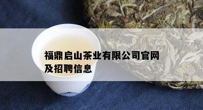 福鼎启山茶业有限公司官网及招聘信息