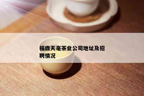 福鼎天毫茶业公司地址及招聘情况