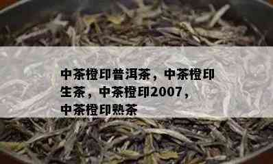 中茶橙印普洱茶，中茶橙印生茶，中茶橙印2007，中茶橙印熟茶