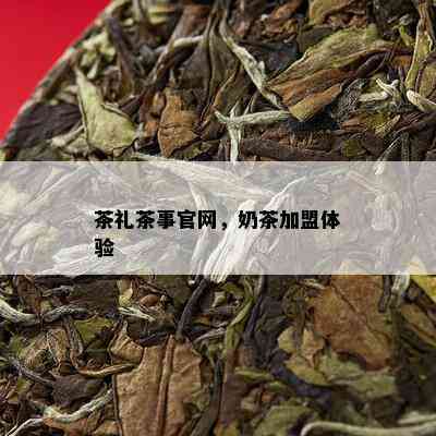 茶礼茶事官网，奶茶加盟体验