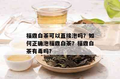 福鼎白茶可以直接泡吗？如何正确泡福鼎白茶？福鼎白茶有吗？