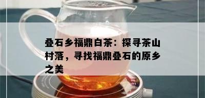 叠石乡福鼎白茶：探寻茶山村落，寻找福鼎叠石的原乡之美