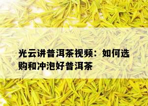 光云讲普洱茶视频：如何选购和冲泡好普洱茶