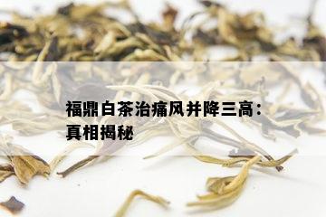 福鼎白茶治痛风并降三高：真相揭秘