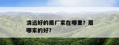 清远好的眉厂家在哪里？眉哪家的好？