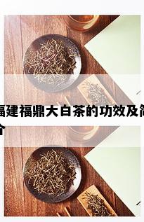 福建福鼎大白茶的功效及简介