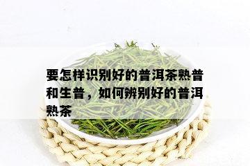 要怎样识别好的普洱茶熟普和生普，如何辨别好的普洱熟茶