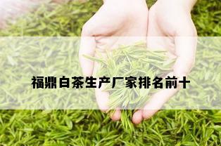 福鼎白茶生产厂家排名前十