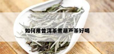 如何用普洱茶煮葫芦茶好喝