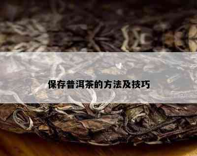 保存普洱茶的方法及技巧