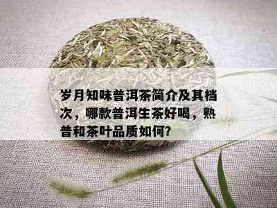 岁月知味普洱茶简介及其档次，哪款普洱生茶好喝，熟普和茶叶品质如何？