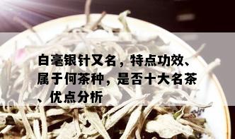 白毫银针又名，特点功效、属于何茶种，是否十大名茶、优点分析