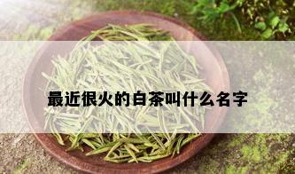 最近很火的白茶叫什么名字