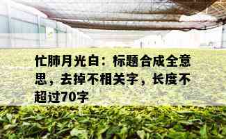 忙肺月光白：标题合成全意思，去掉不相关字，长度不超过70字