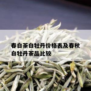 春白茶白牡丹价格表及春秋白牡丹茶品比较