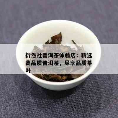 衍然社普洱茶体验店：精选高品质普洱茶，尽享品质茶叶