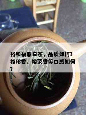 裕和福鼎白茶，品质如何？裕珍香、裕荣香等口感如何？