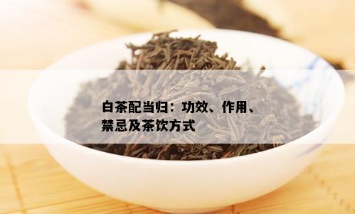 白茶配当归：功效、作用、禁忌及茶饮方式