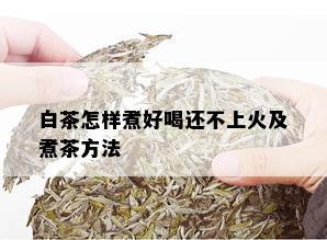 白茶怎样煮好喝还不上火及煮茶方法