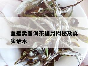 直播卖普洱茶骗局揭秘及真实话术