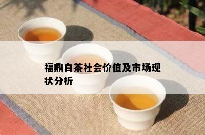 福鼎白茶社会价值及市场现状分析