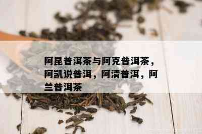 阿昆普洱茶与阿克普洱茶，阿凯说普洱，阿清普洱，阿兰普洱茶