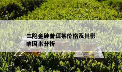 三隐金砖普洱茶价格及其影响因素分析