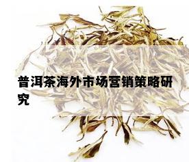 普洱茶海外市场营销策略研究