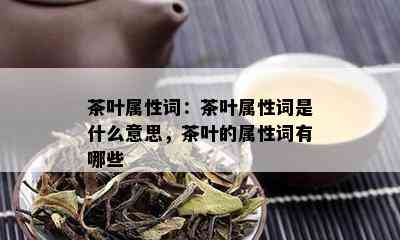 茶叶属性词：茶叶属性词是什么意思，茶叶的属性词有哪些