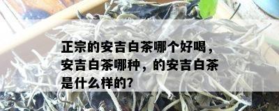 正宗的安吉白茶哪个好喝，安吉白茶哪种，的安吉白茶是什么样的？