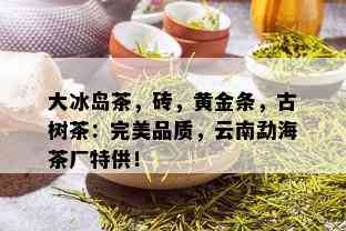 大冰岛茶，砖，黄金条，古树茶：完美品质，云南勐海茶厂特供！