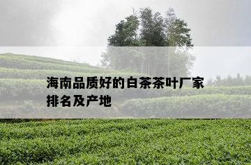 海南品质好的白茶茶叶厂家排名及产地