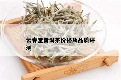 云春堂普洱茶价格及品质评测