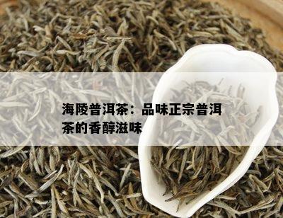 海陵普洱茶：品味正宗普洱茶的香醇滋味