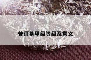 普洱茶甲级等级及意义