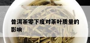 普洱茶零下度对茶叶质量的影响