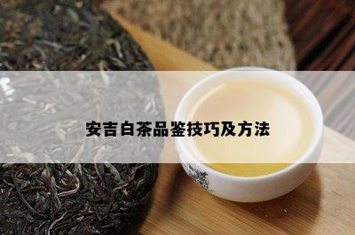 安吉白茶品鉴技巧及方法