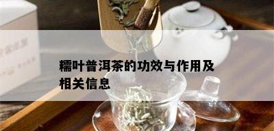 糯叶普洱茶的功效与作用及相关信息