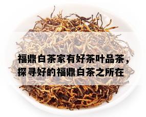 福鼎白茶家有好茶叶品茶，探寻好的福鼎白茶之所在