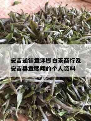 安吉递铺章泮卿白茶商行及安吉县章熙翔的个人资料