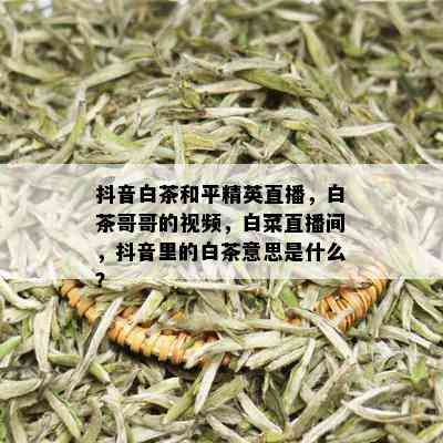 抖音白茶和平精英直播，白茶哥哥的视频，白菜直播间，抖音里的白茶意思是什么？