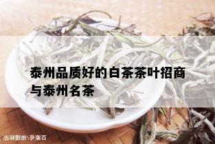 泰州品质好的白茶茶叶招商与泰州名茶