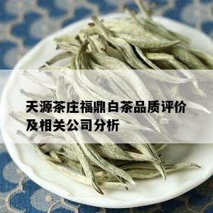 天源茶庄福鼎白茶品质评价及相关公司分析